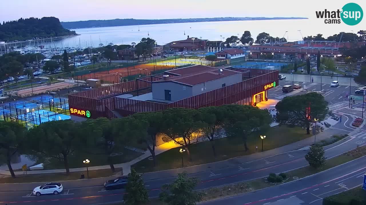 Portorož Live Webcam – view of the marina and tennis courts