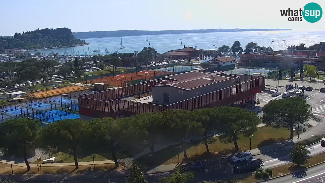 Portorož Live Webcam – view of the marina and tennis courts