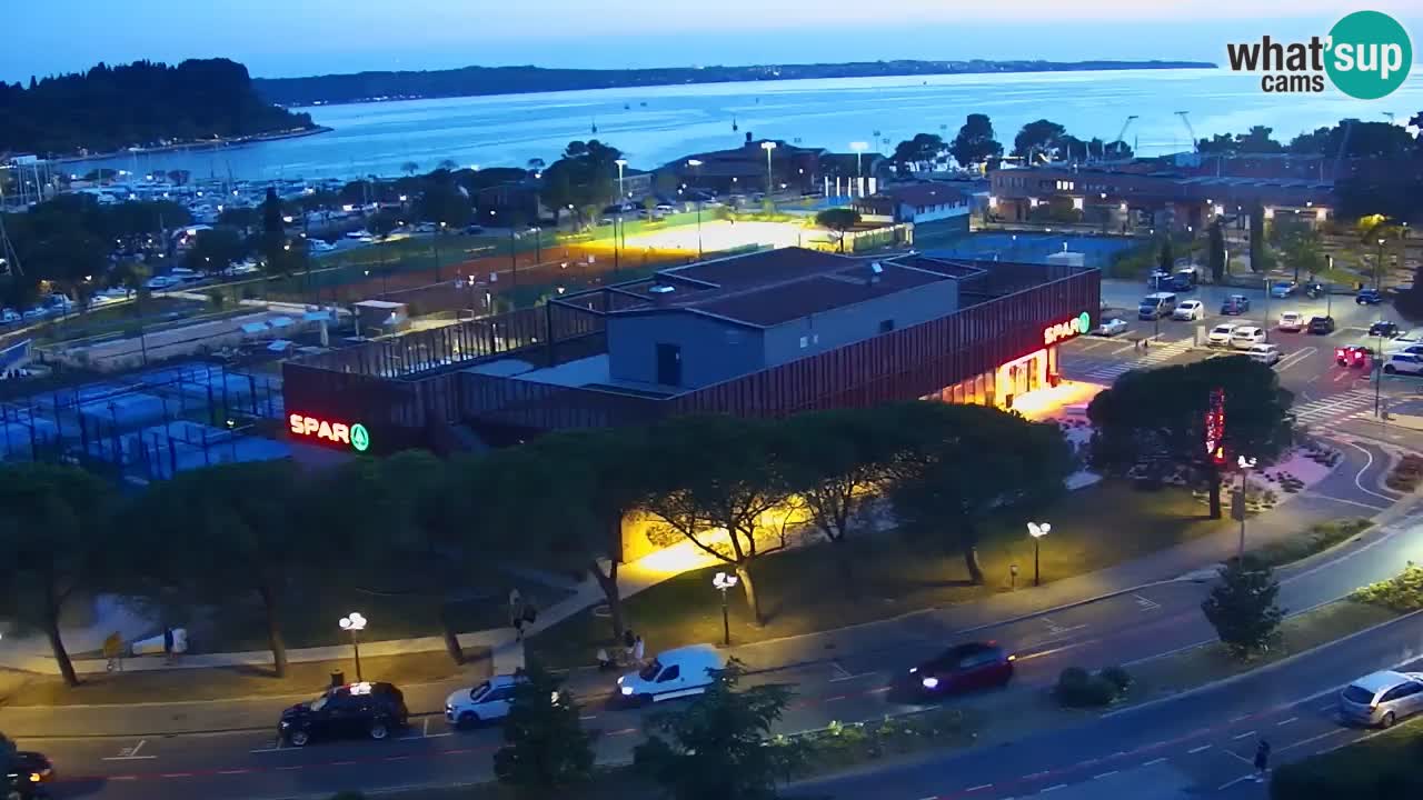 Portorož Webcam – Blick auf den Yachthafen und die Tennisplätze