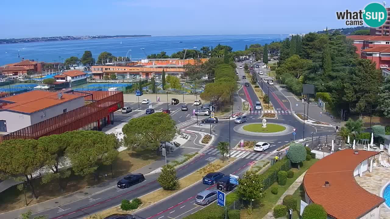 Portorož Webcam – Blick auf den Yachthafen und die Tennisplätze