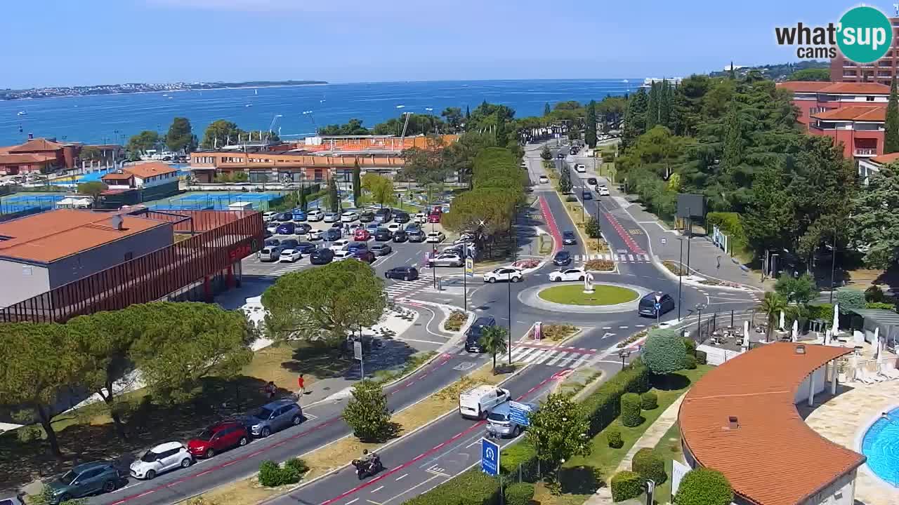 Portorož spletna kamera – pogled na marino in teniška igrišča