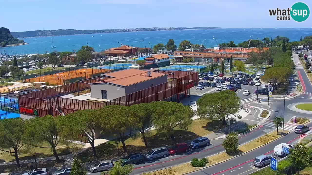 Portorož Webcam – Blick auf den Yachthafen und die Tennisplätze