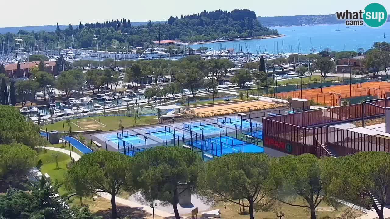 Portorož web kamera – pogled na marinu i teniške terene