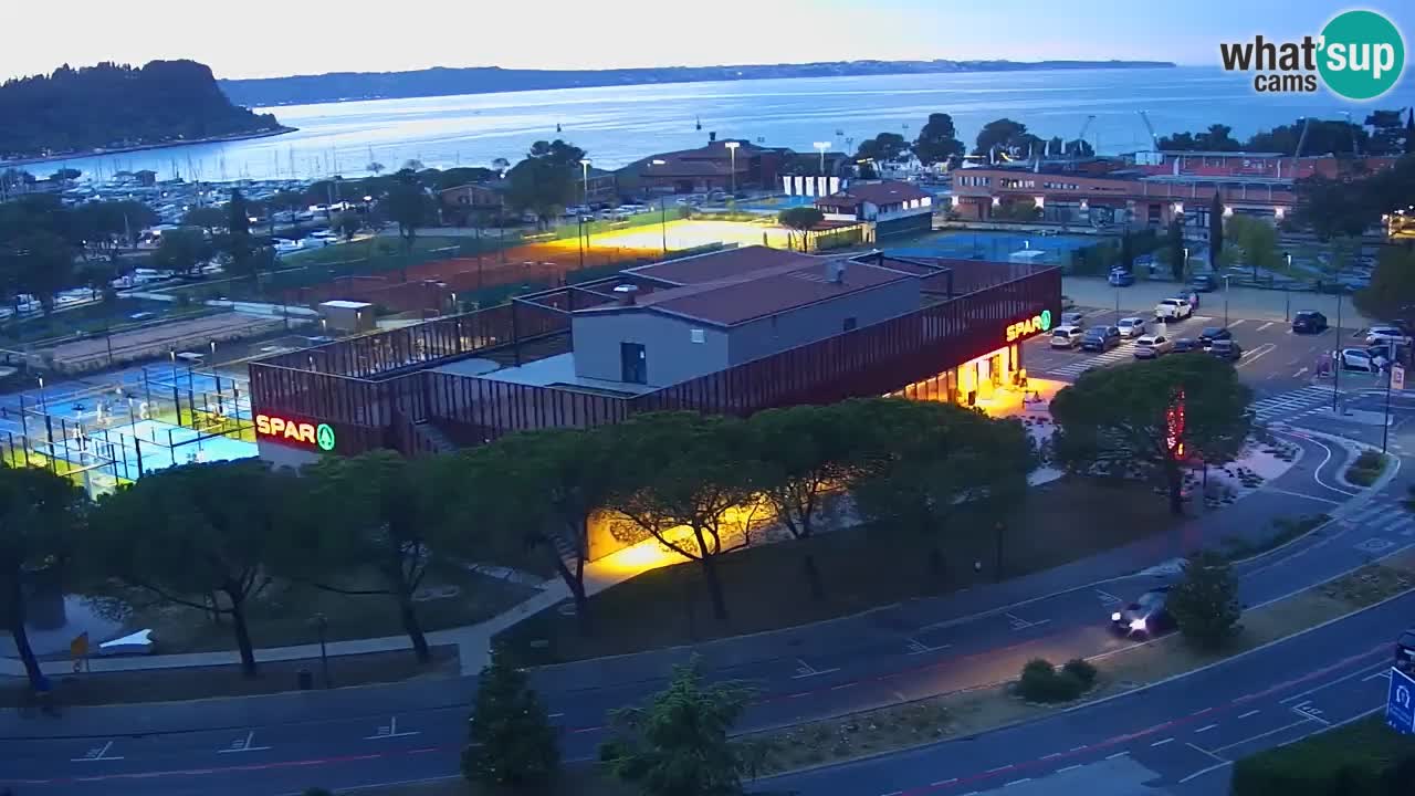 Portorož Live Webcam – view of the marina and tennis courts