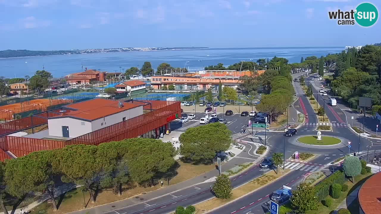 Portorož Webcam – Blick auf den Yachthafen und die Tennisplätze