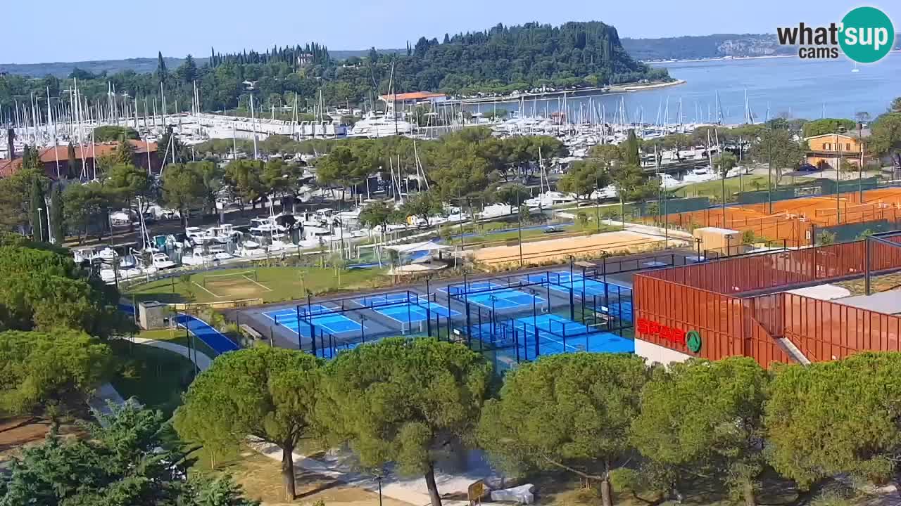 Portorož Live Webcam – view of the marina and tennis courts
