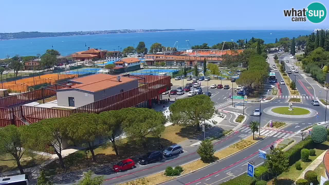 Portorož spletna kamera – pogled na marino in teniška igrišča