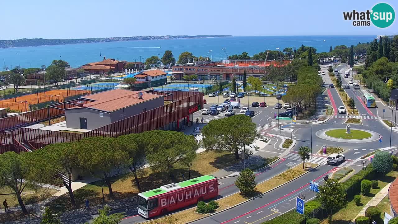 Portorož Webcam – Blick auf den Yachthafen und die Tennisplätze