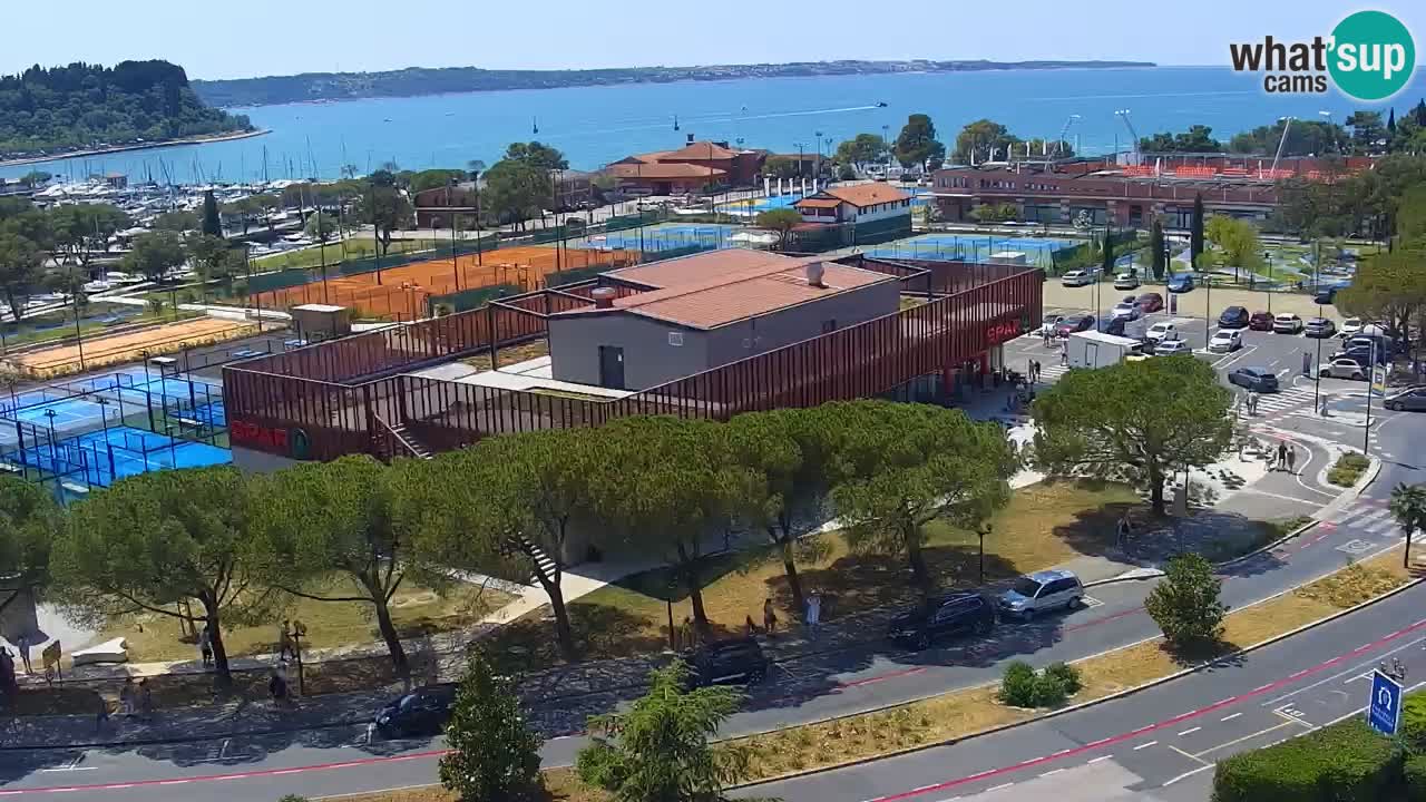 Portorož Webcam – Blick auf den Yachthafen und die Tennisplätze