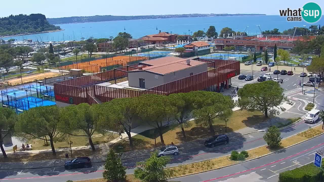 Portorož Webcam – Blick auf den Yachthafen und die Tennisplätze