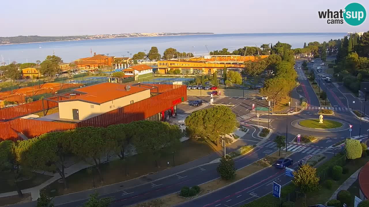 Portorož Webcam – Blick auf den Yachthafen und die Tennisplätze