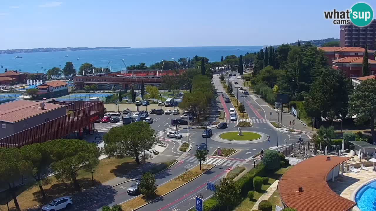 Portorož Webcam – Blick auf den Yachthafen und die Tennisplätze