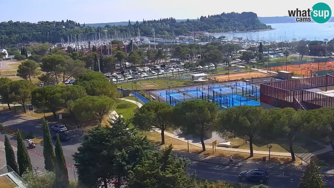 Portorož Webcam – Blick auf den Yachthafen und die Tennisplätze