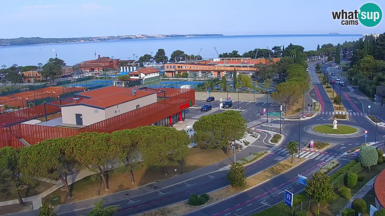 Portorož Webcam – Blick auf den Yachthafen und die Tennisplätze
