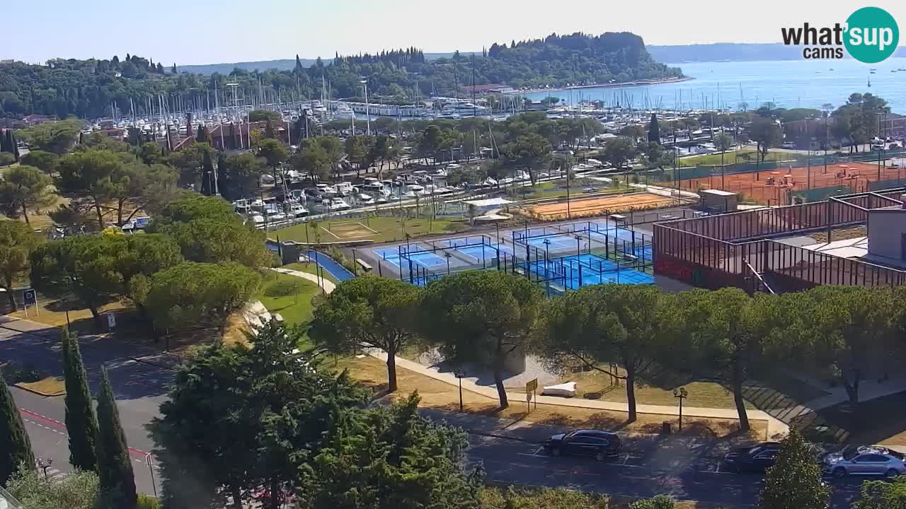 Portorož Webcam – Blick auf den Yachthafen und die Tennisplätze