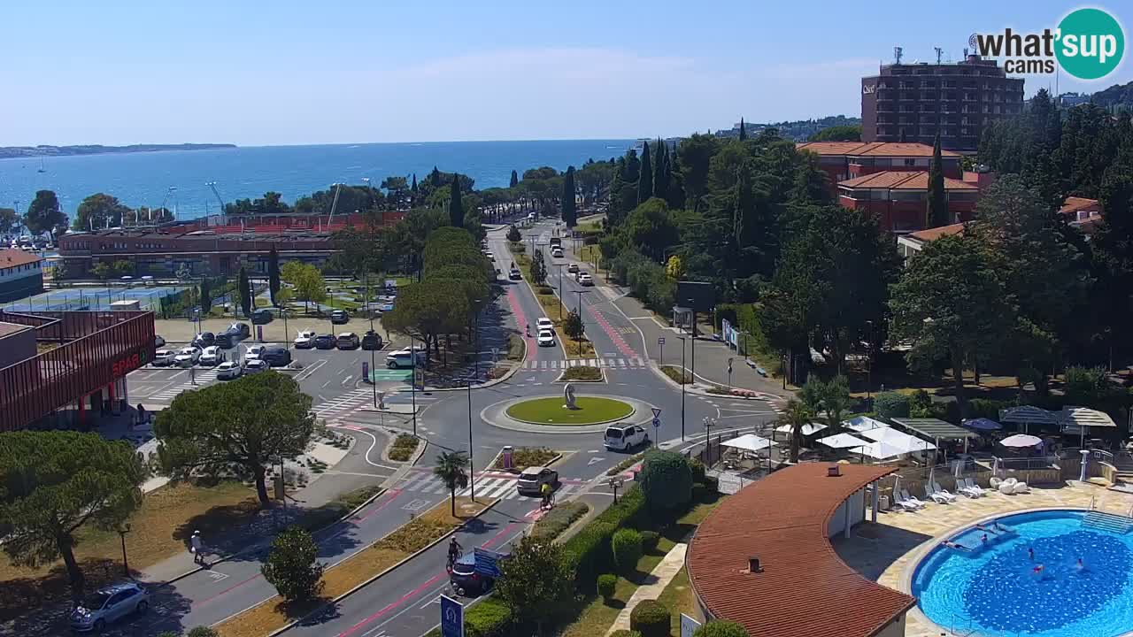 Portorož Webcam – Blick auf den Yachthafen und die Tennisplätze