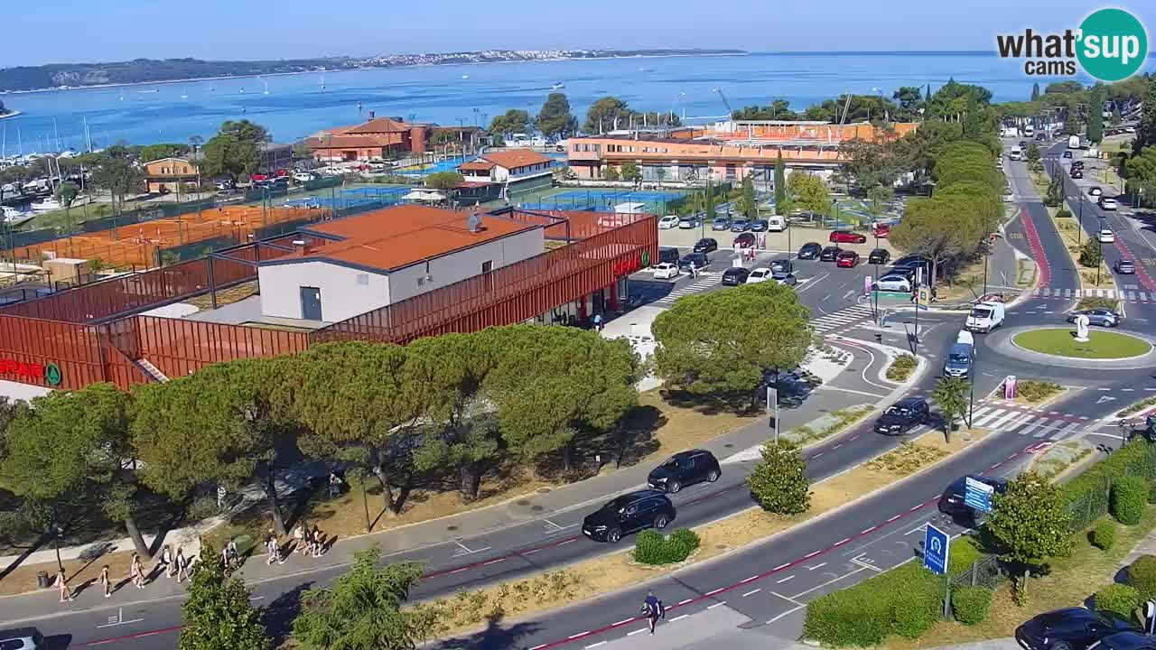 Portorož Webcam – Blick auf den Yachthafen und die Tennisplätze