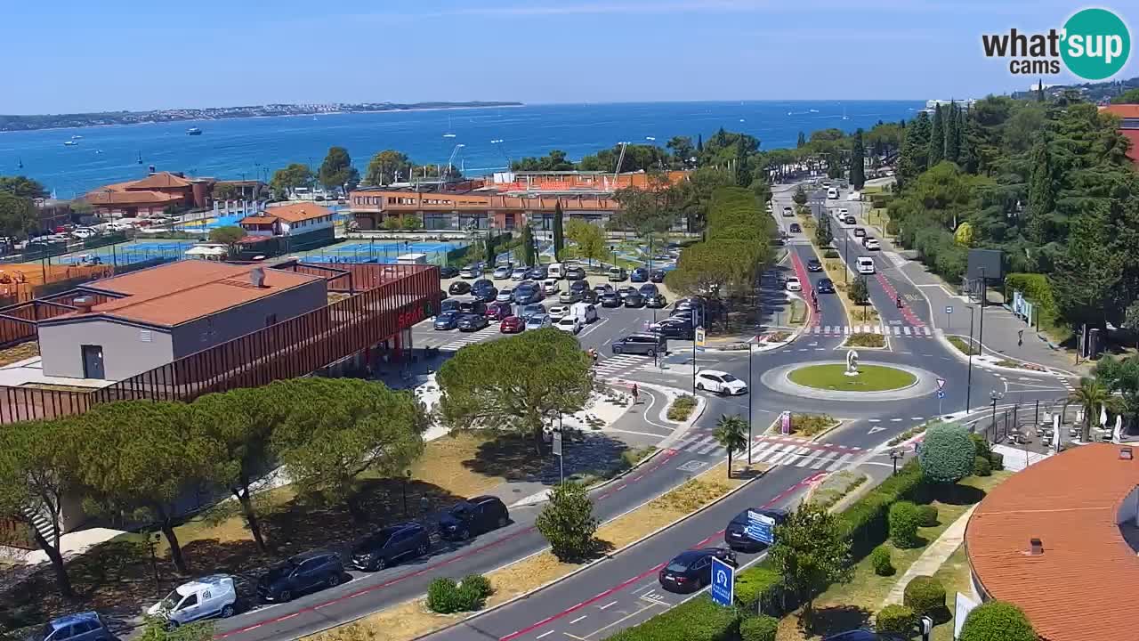 Portorož spletna kamera – pogled na marino in teniška igrišča