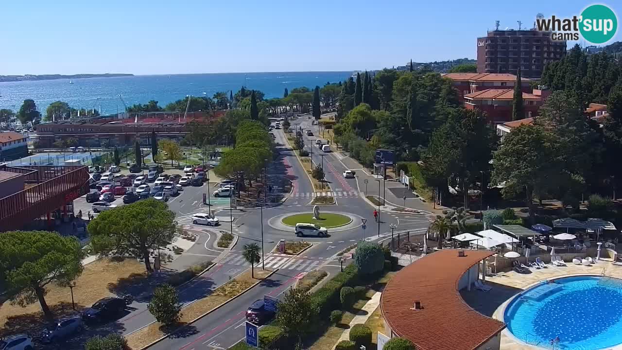 Portorož Webcam – Blick auf den Yachthafen und die Tennisplätze