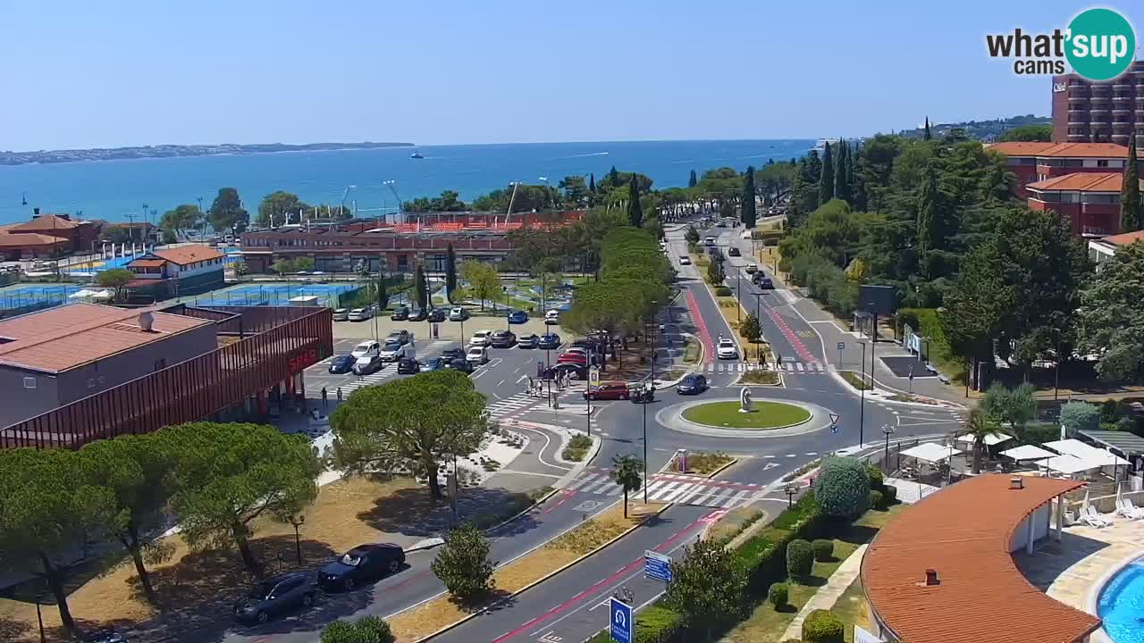 Portorož Live Webcam – vue sur la marina et les courts de tennis