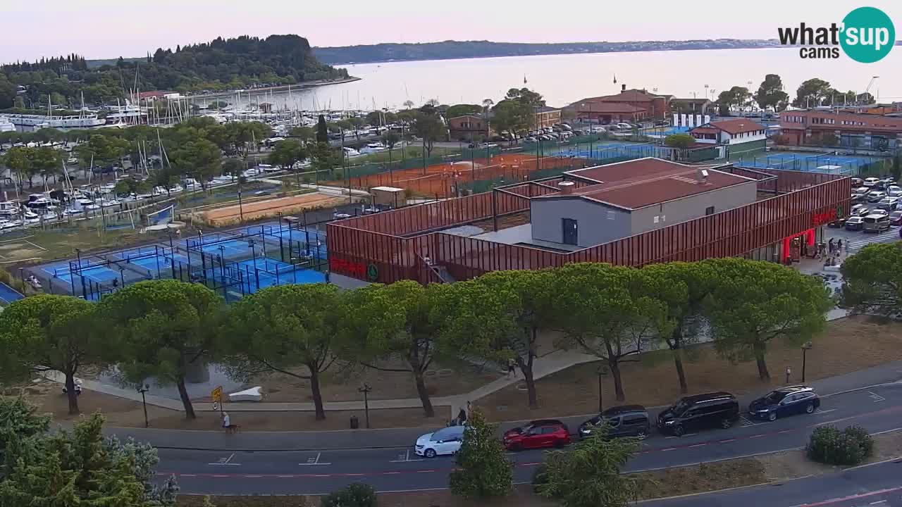 Portorož Live Webcam – view of the marina and tennis courts
