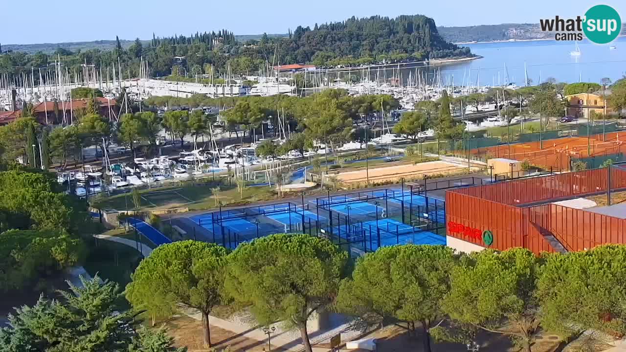 Portorož Webcam – Blick auf den Yachthafen und die Tennisplätze