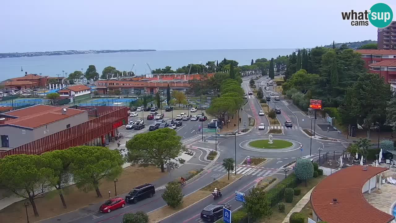 Portorož Webcam – Blick auf den Yachthafen und die Tennisplätze