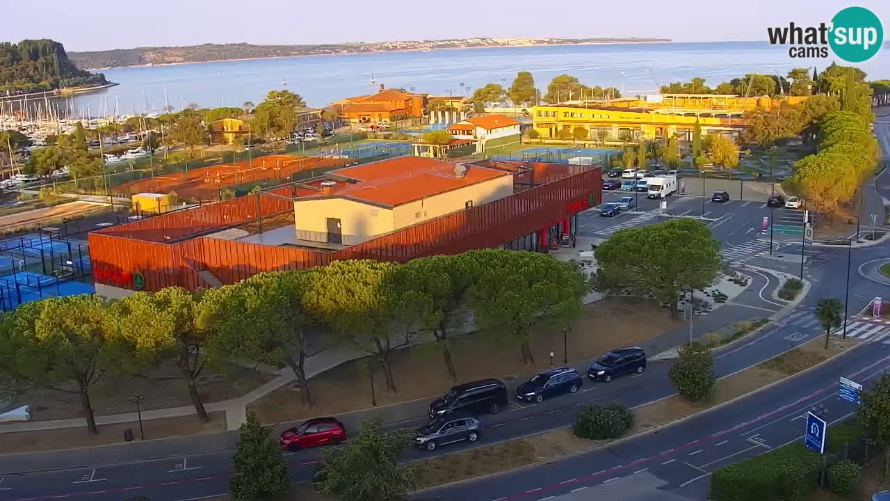 Portorož Live Webcam – view of the marina and tennis courts