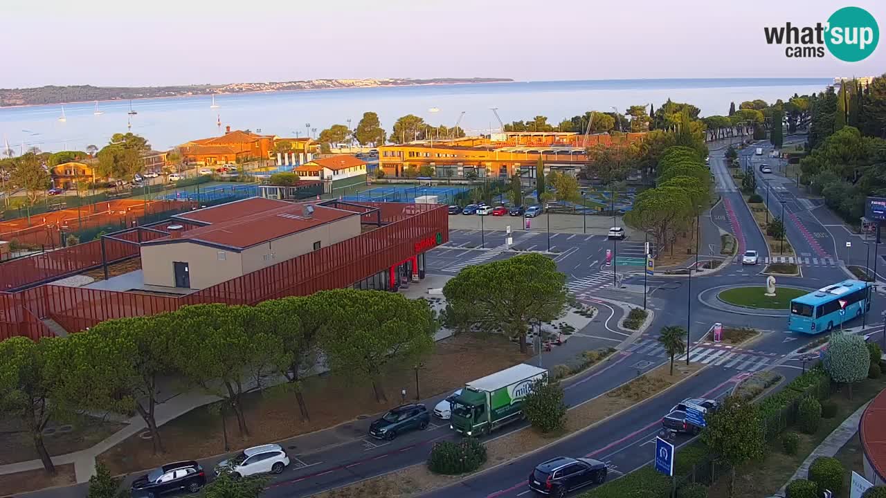 Portorož Webcam – Blick auf den Yachthafen und die Tennisplätze