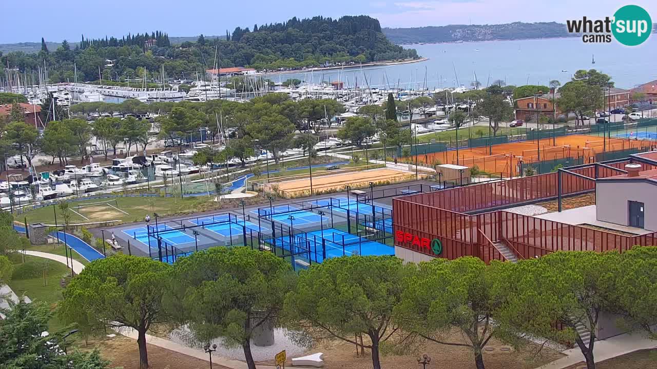 Portorož Webcam – Blick auf den Yachthafen und die Tennisplätze