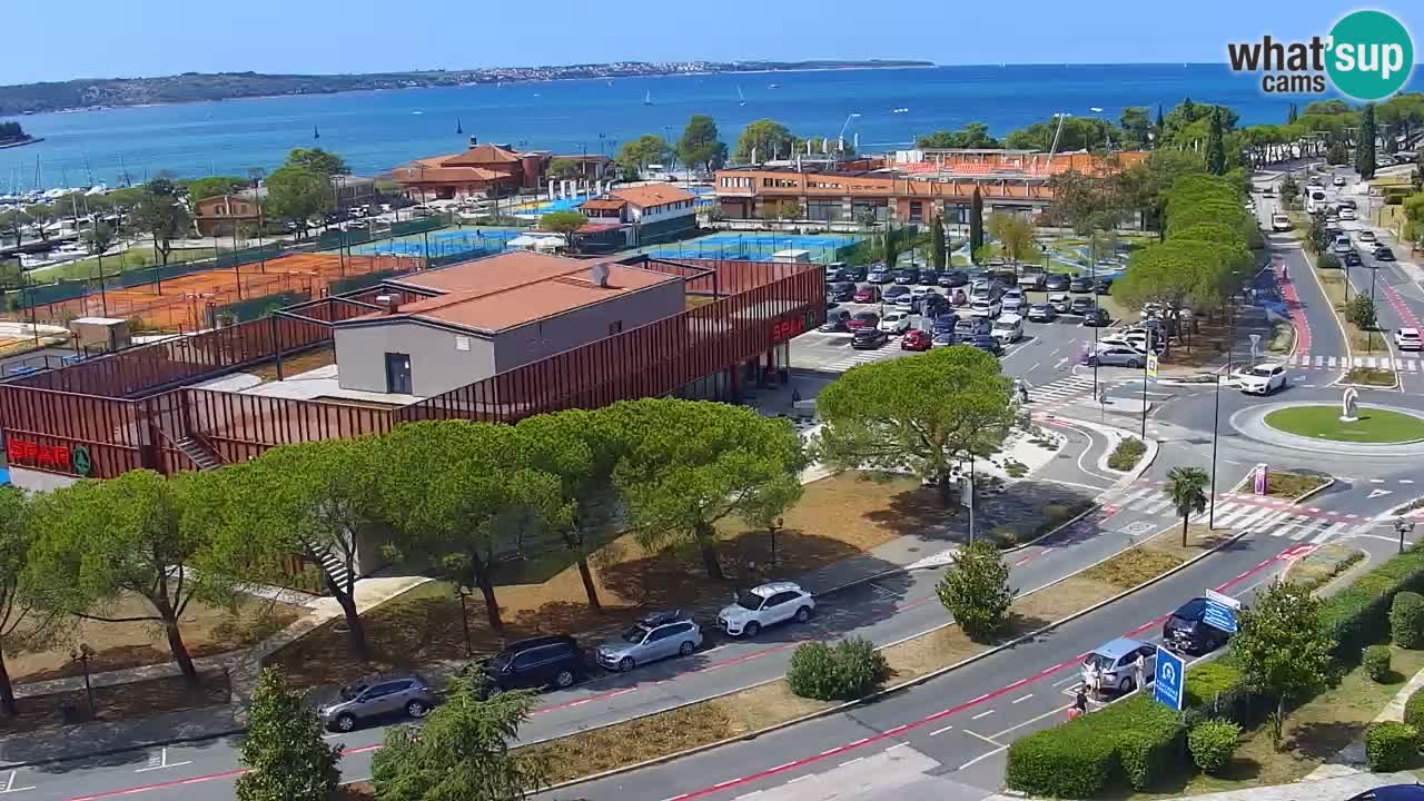 Portorož Webcam – Blick auf den Yachthafen und die Tennisplätze