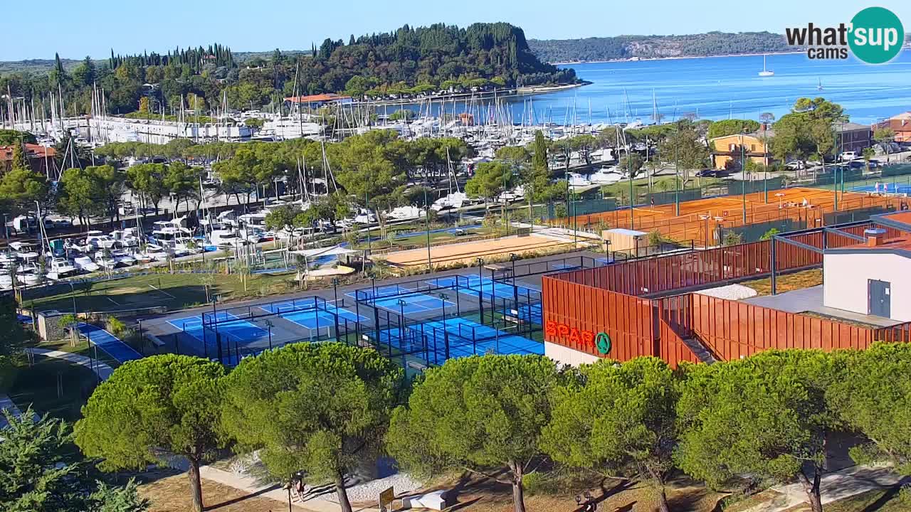 Portorož Webcam – Blick auf den Yachthafen und die Tennisplätze
