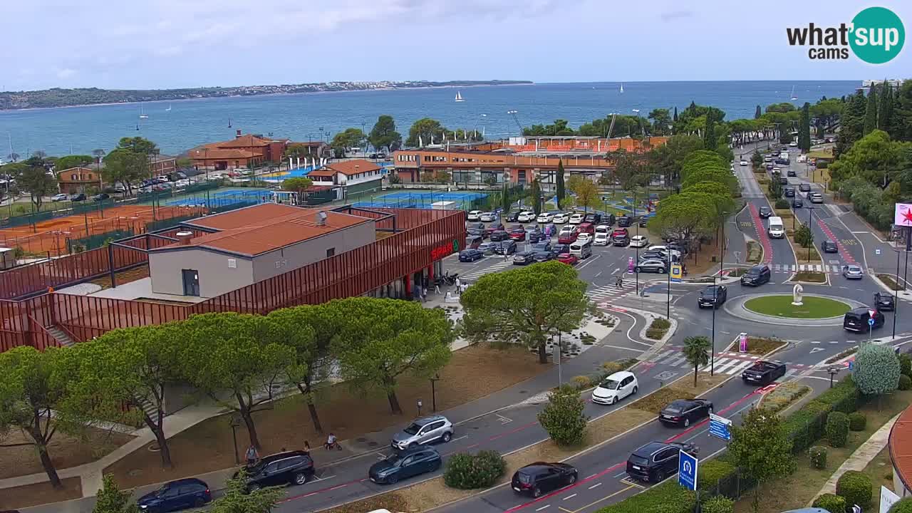 Portorož Webcam – Blick auf den Yachthafen und die Tennisplätze