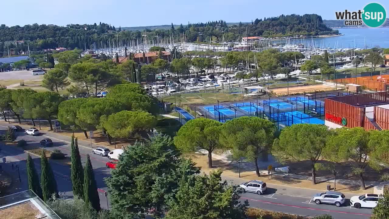 Portorož Webcam – Blick auf den Yachthafen und die Tennisplätze