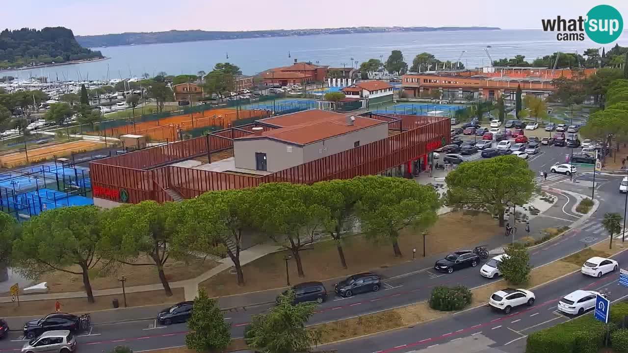 Portorož Live Webcam – view of the marina and tennis courts