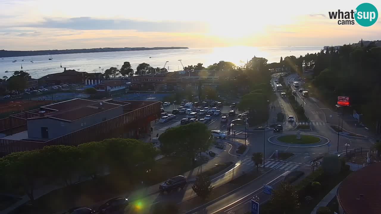 Portorož Webcam – Blick auf den Yachthafen und die Tennisplätze