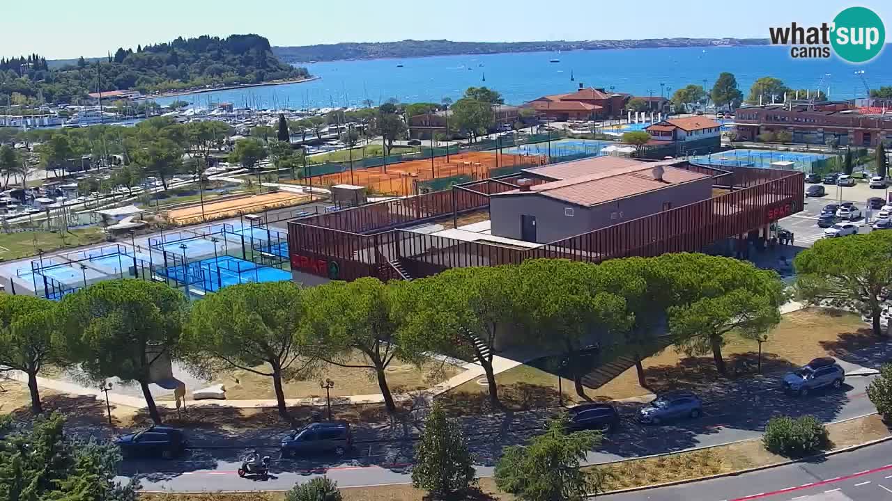 Portorož Webcam – Blick auf den Yachthafen und die Tennisplätze