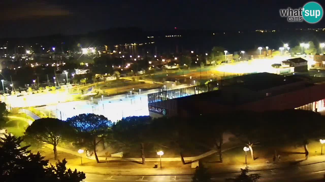 Portorož Webcam – Blick auf den Yachthafen und die Tennisplätze