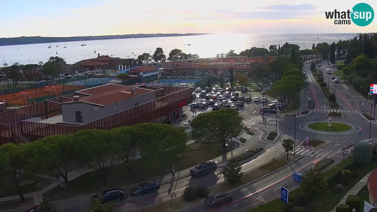 Portorož Webcam – Blick auf den Yachthafen und die Tennisplätze