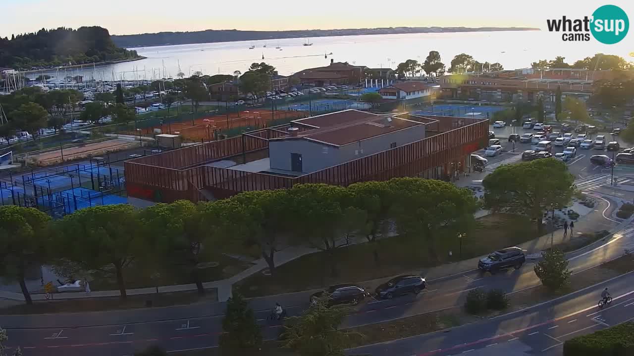 Portorož Webcam – Blick auf den Yachthafen und die Tennisplätze