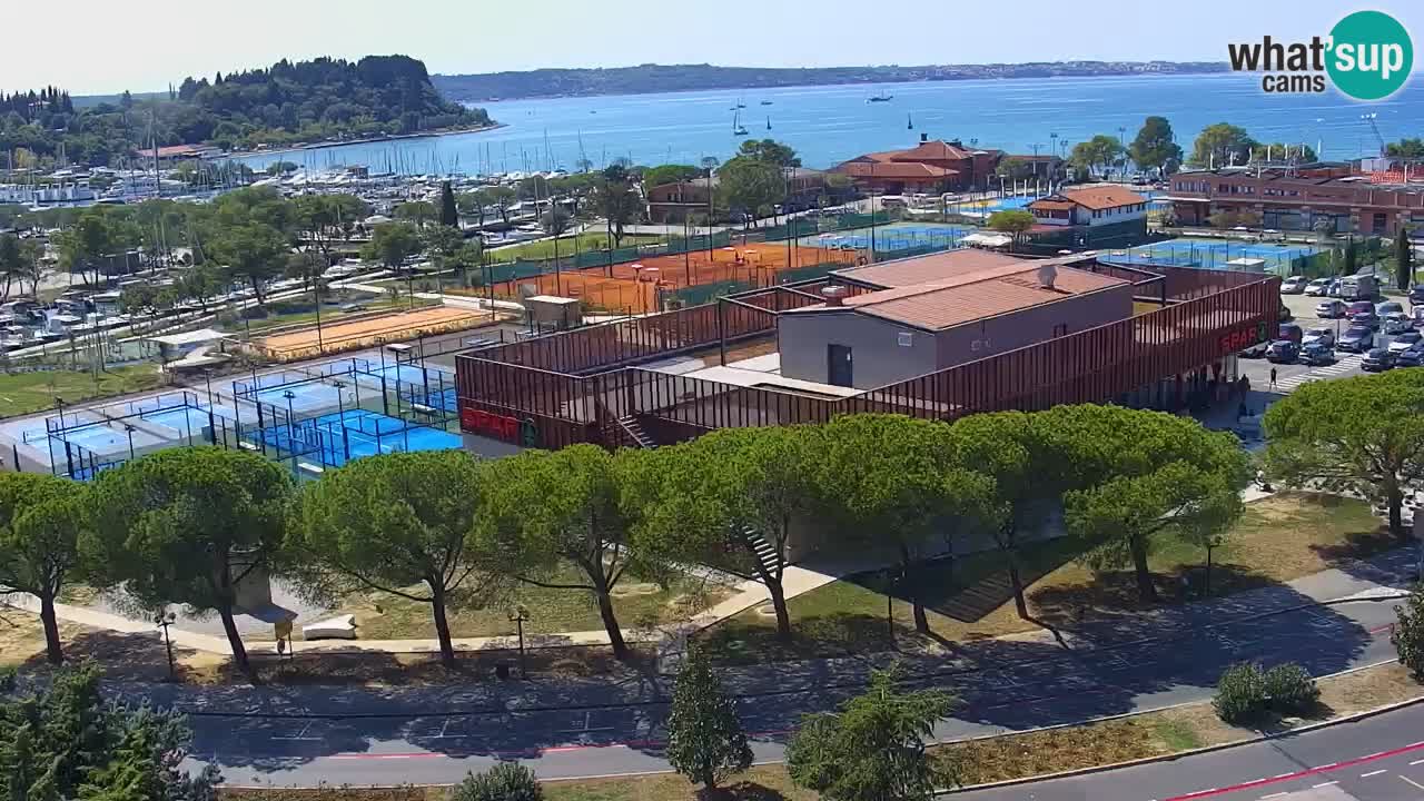 Portorož spletna kamera – pogled na marino in teniška igrišča
