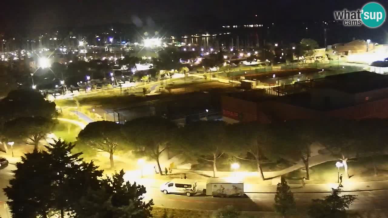 Portorož Webcam – Blick auf den Yachthafen und die Tennisplätze