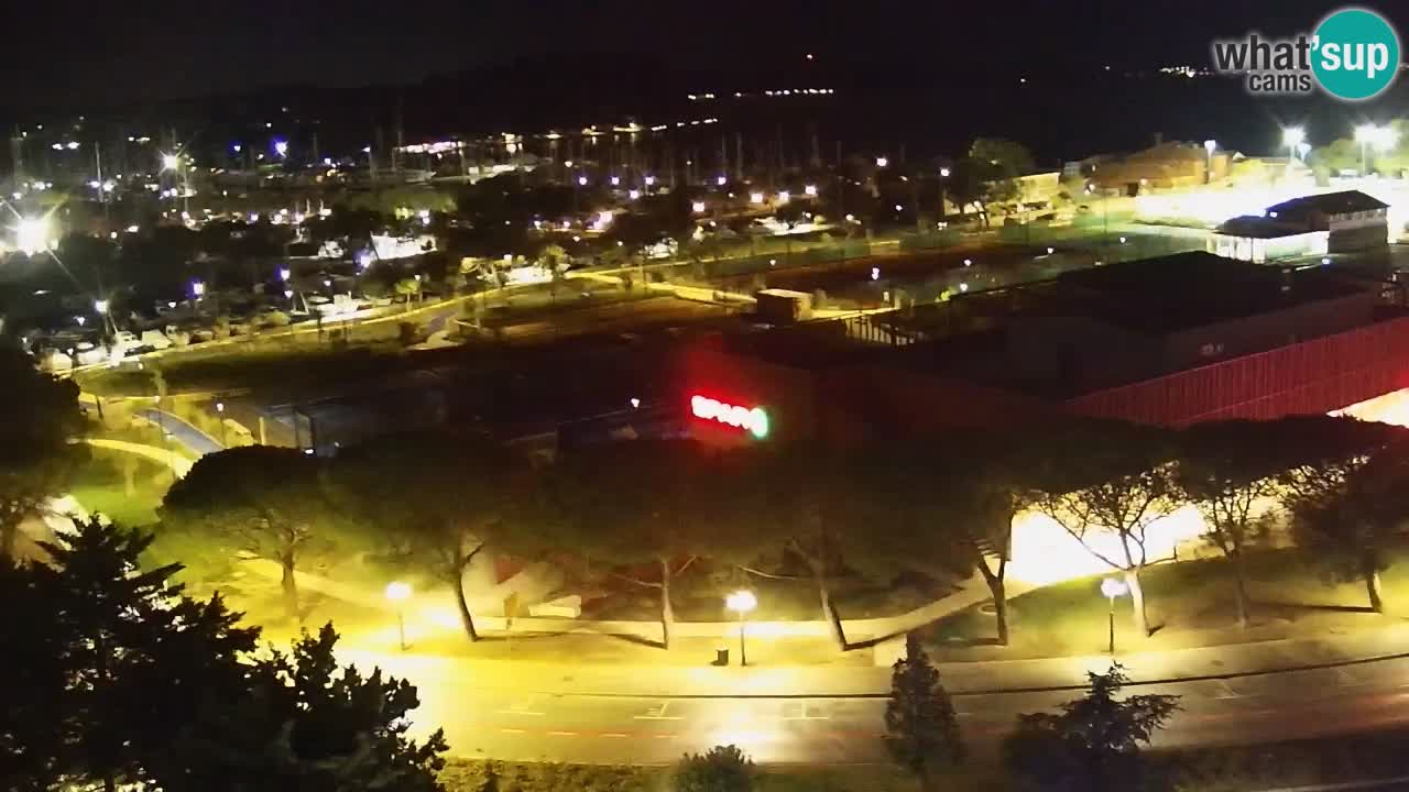 Portorož Webcam – Blick auf den Yachthafen und die Tennisplätze