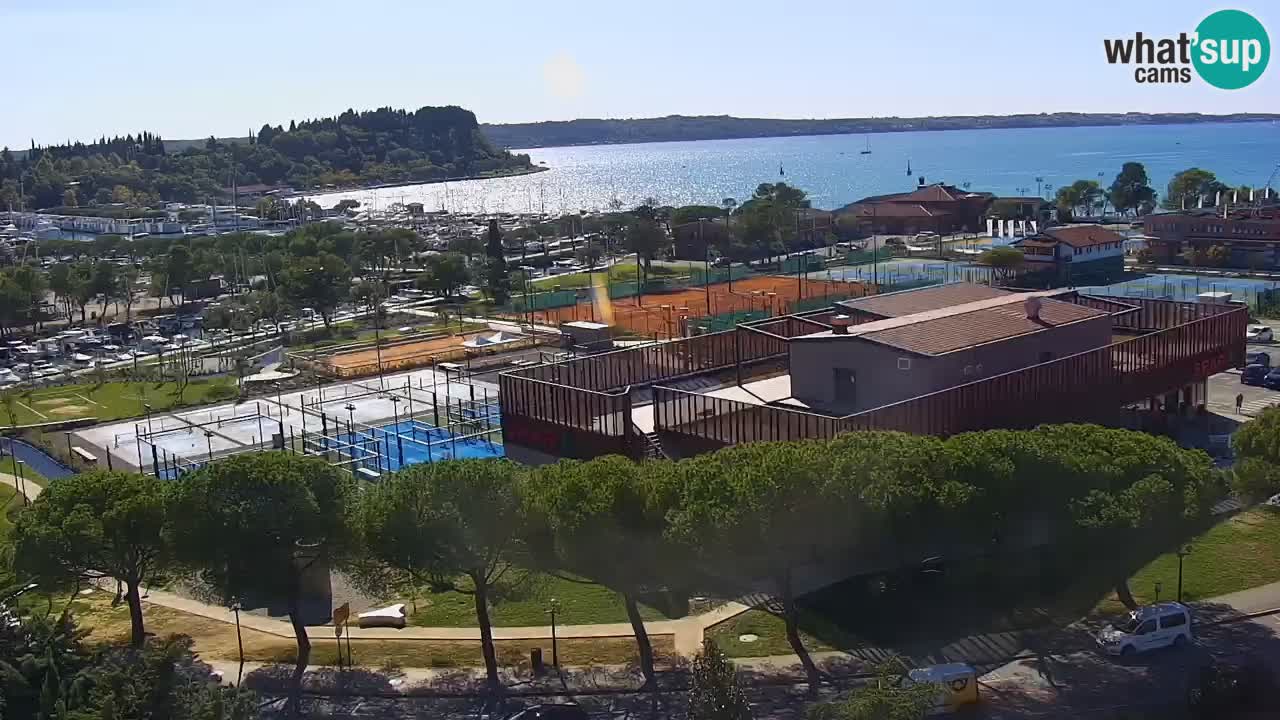 Portorož Live Webcam – view of the marina and tennis courts