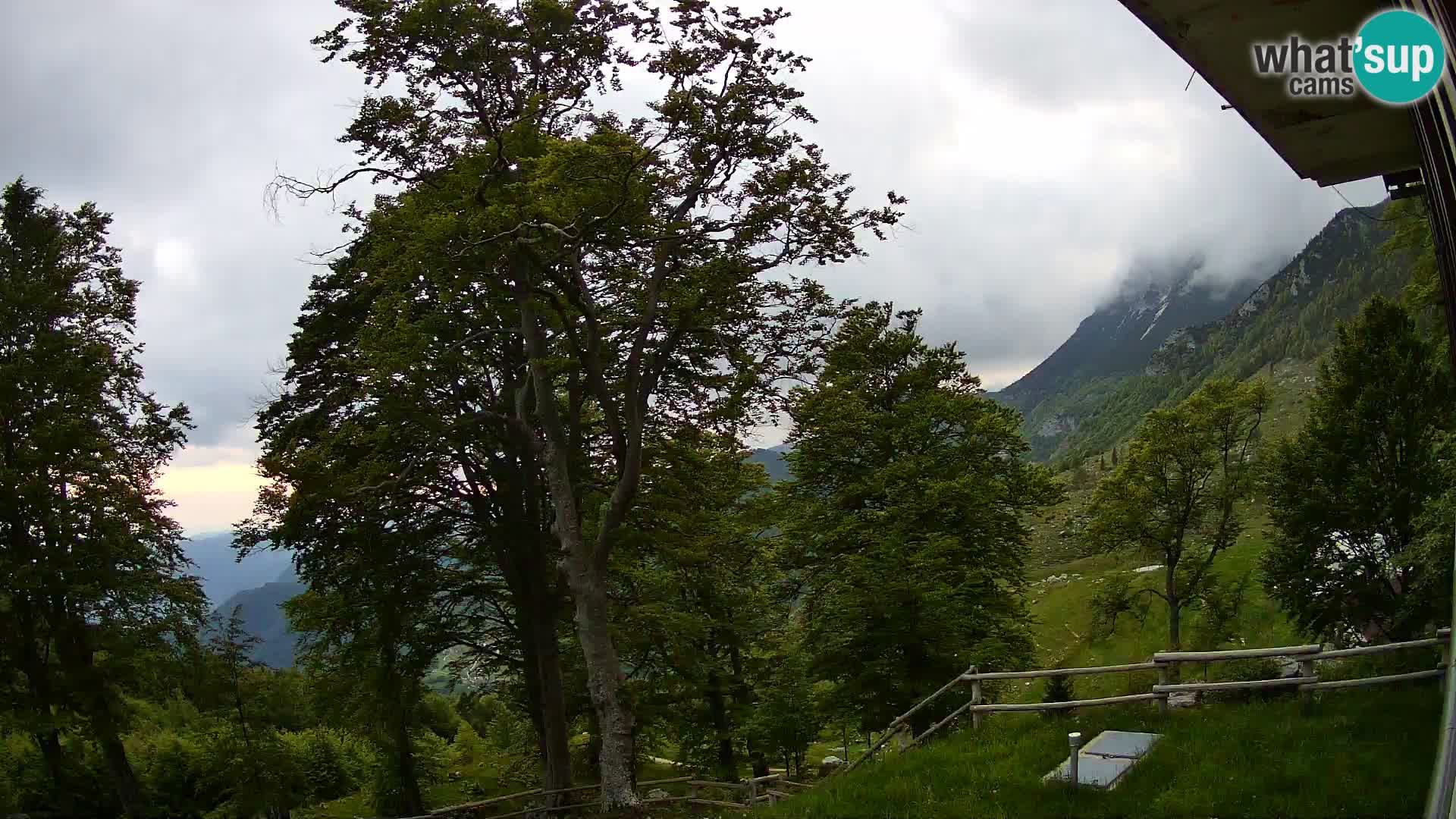 Cámara en vivo de la cabaña de montaña Planina Razor (1315) | vista hacia Tolminski Migovec