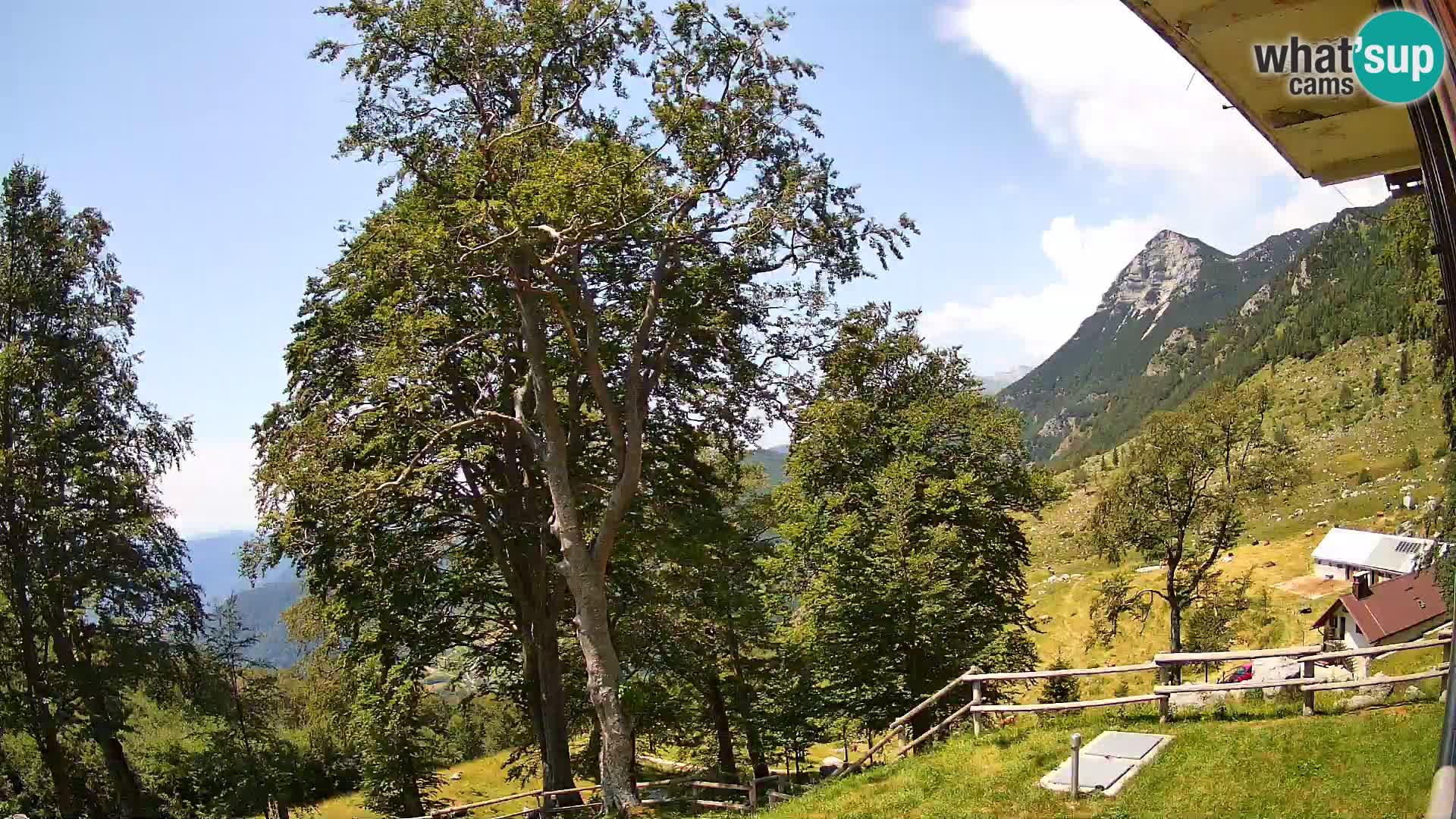 Cámara en vivo de la cabaña de montaña Planina Razor (1315) | vista hacia Tolminski Migovec