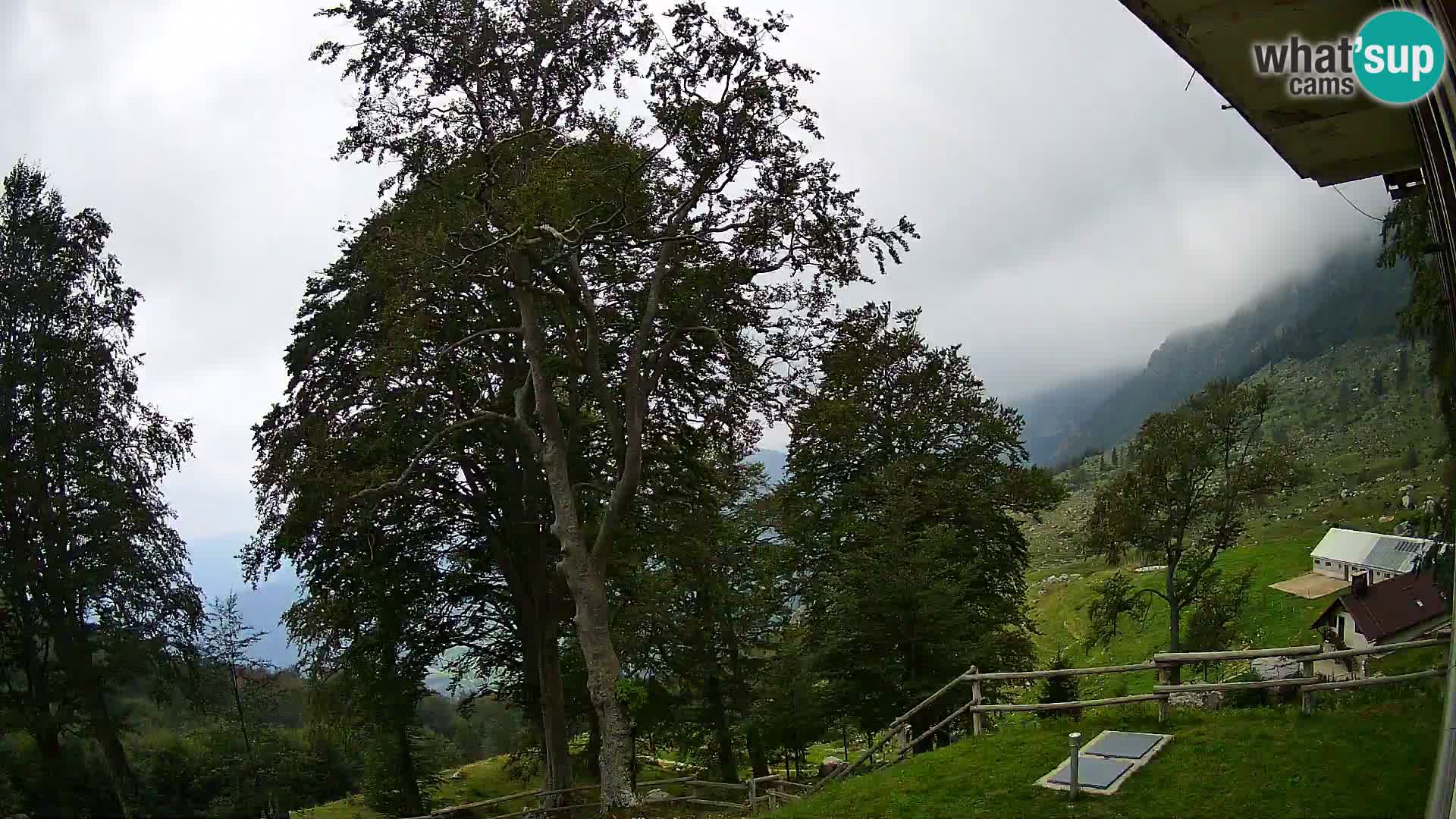 Cámara en vivo de la cabaña de montaña Planina Razor (1315) | vista hacia Tolminski Migovec