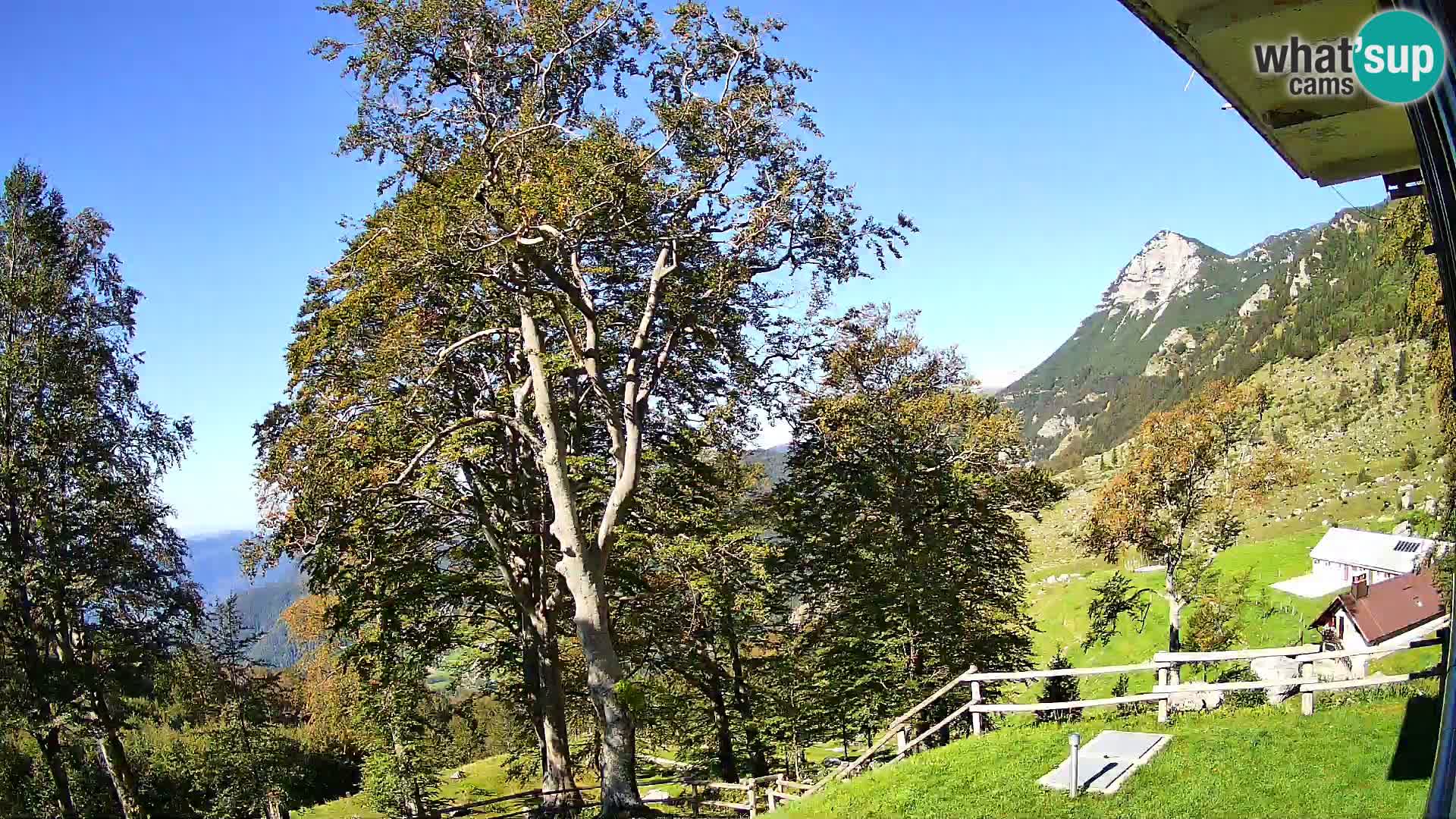 Cámara en vivo de la cabaña de montaña Planina Razor (1315) | vista hacia Tolminski Migovec