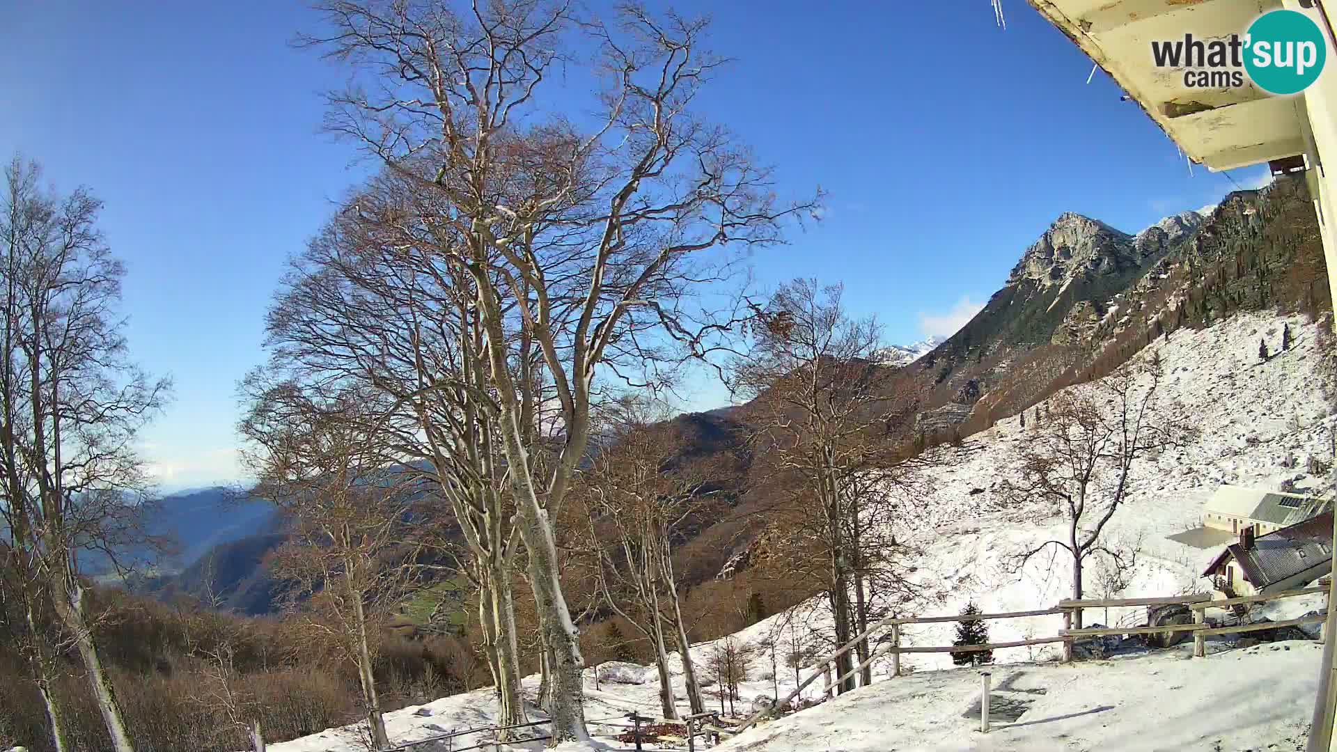 Baita di montagna Planina Razor webcam (1315) | vista su Tolminski Migovec