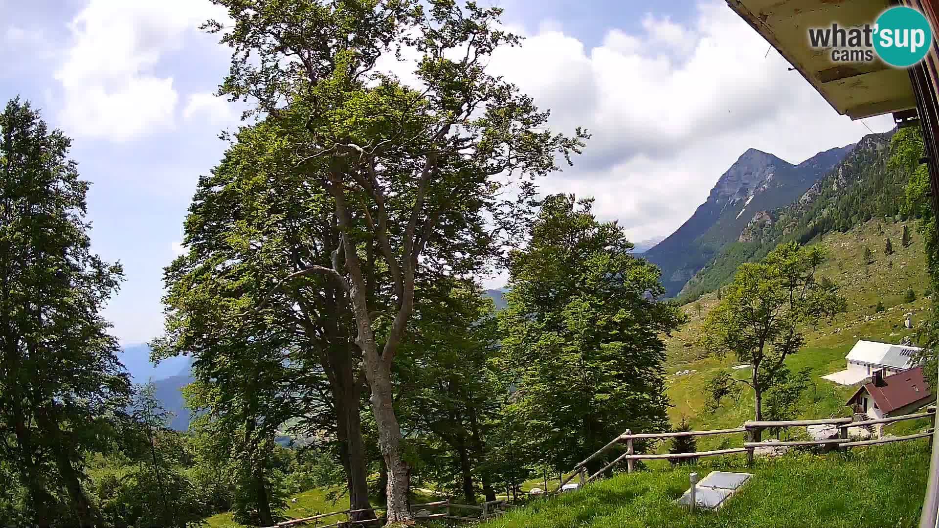 Cámara en vivo de la cabaña de montaña Planina Razor (1315) | vista hacia Tolminski Migovec